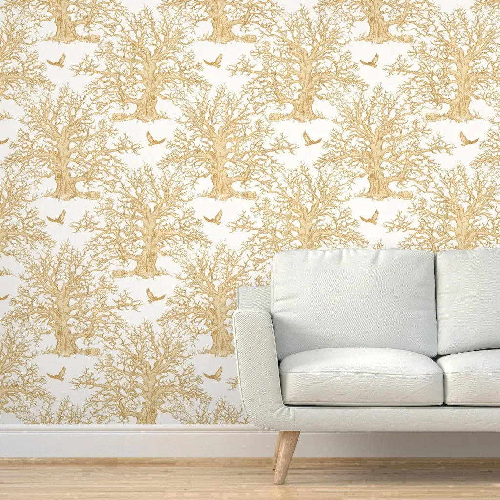 Majestic Oak Tree And Soaring Eagle Peel and Stick Wallpaper - Ochre product