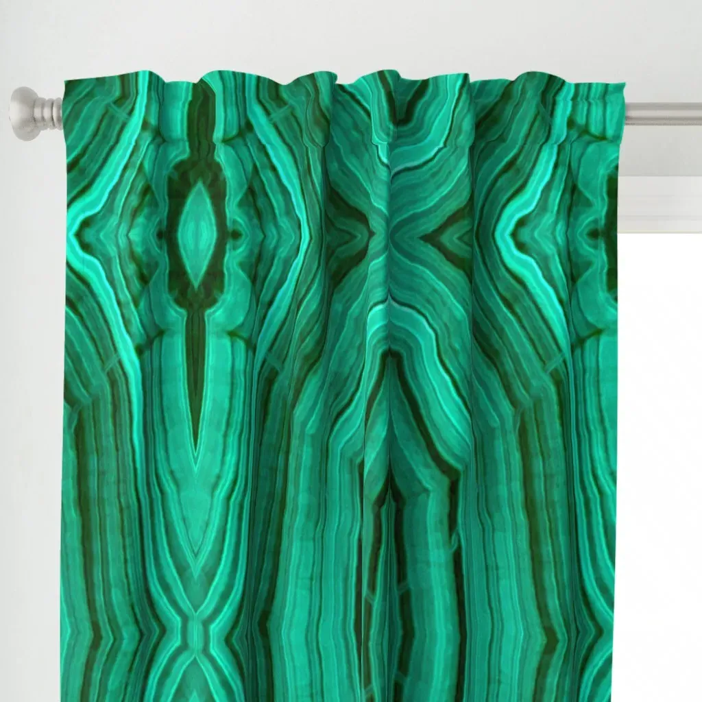 Malachite Edges Curtain Panel - Teal alternate view