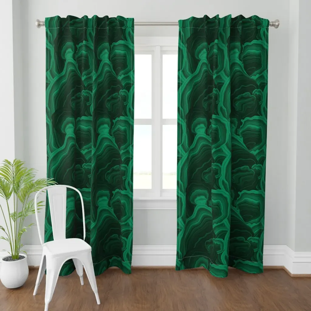 Malachite Large Scale Curtain Panel - Emerald Green product