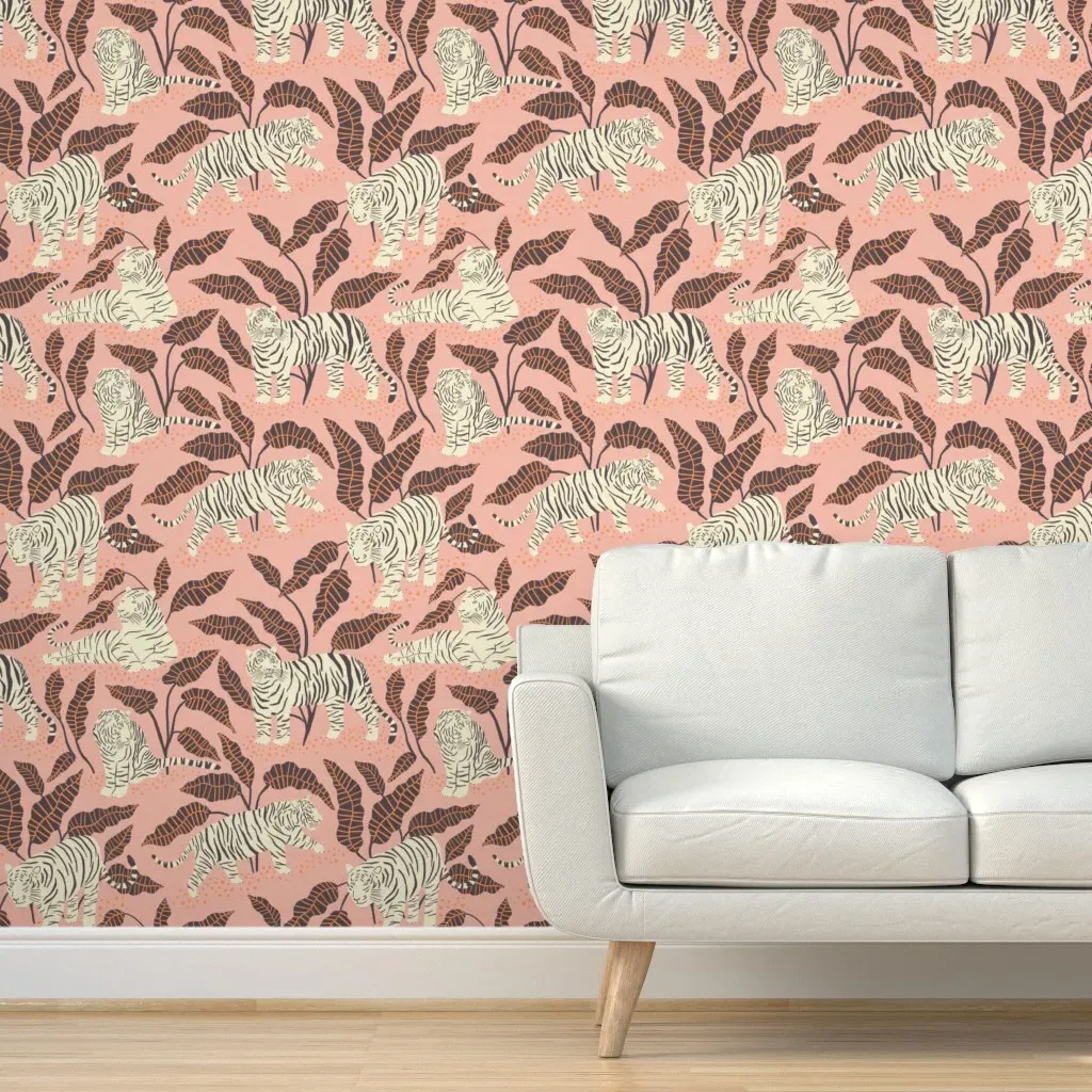 Malaysian Tiger Peel and Stick Wallpaper - Pink/Cedar/Peach product