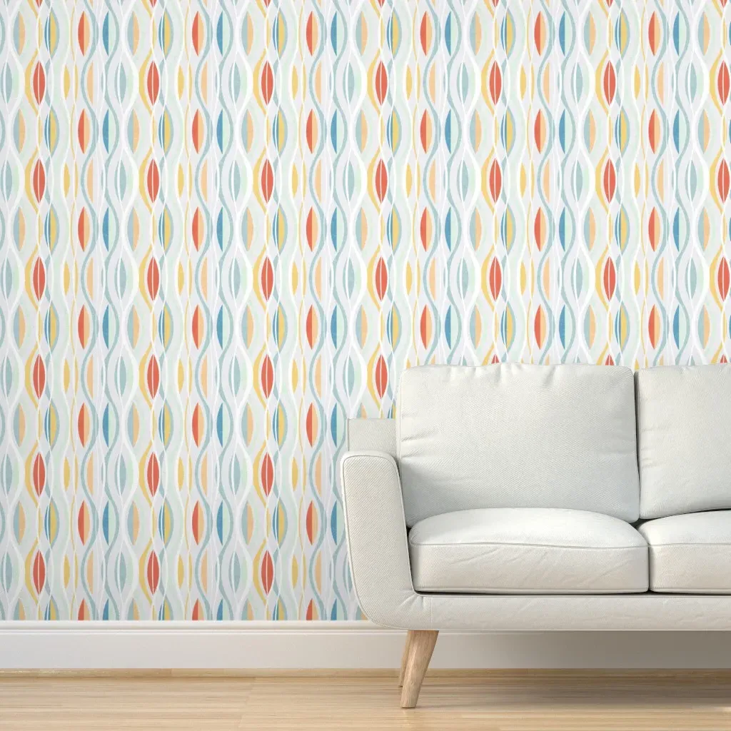 Malibu Air Peel and Stick Wallpaper - Blue, Orange, Mint product