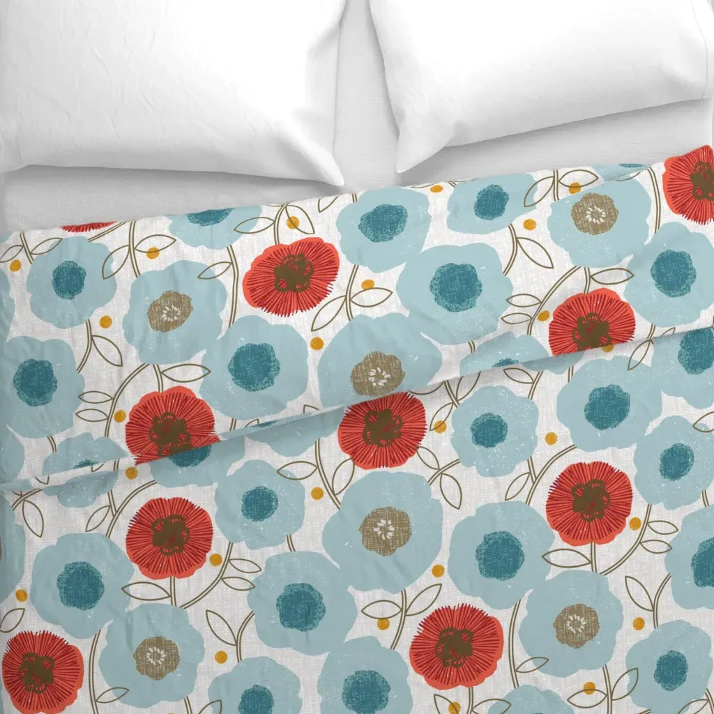 Malibu Blooms Large Scale Duvet Cover - Light Blue alternate view