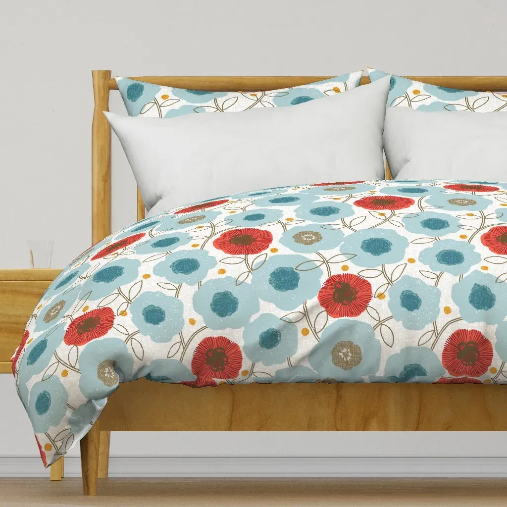Malibu Blooms Large Scale Duvet Cover - Light Blue product