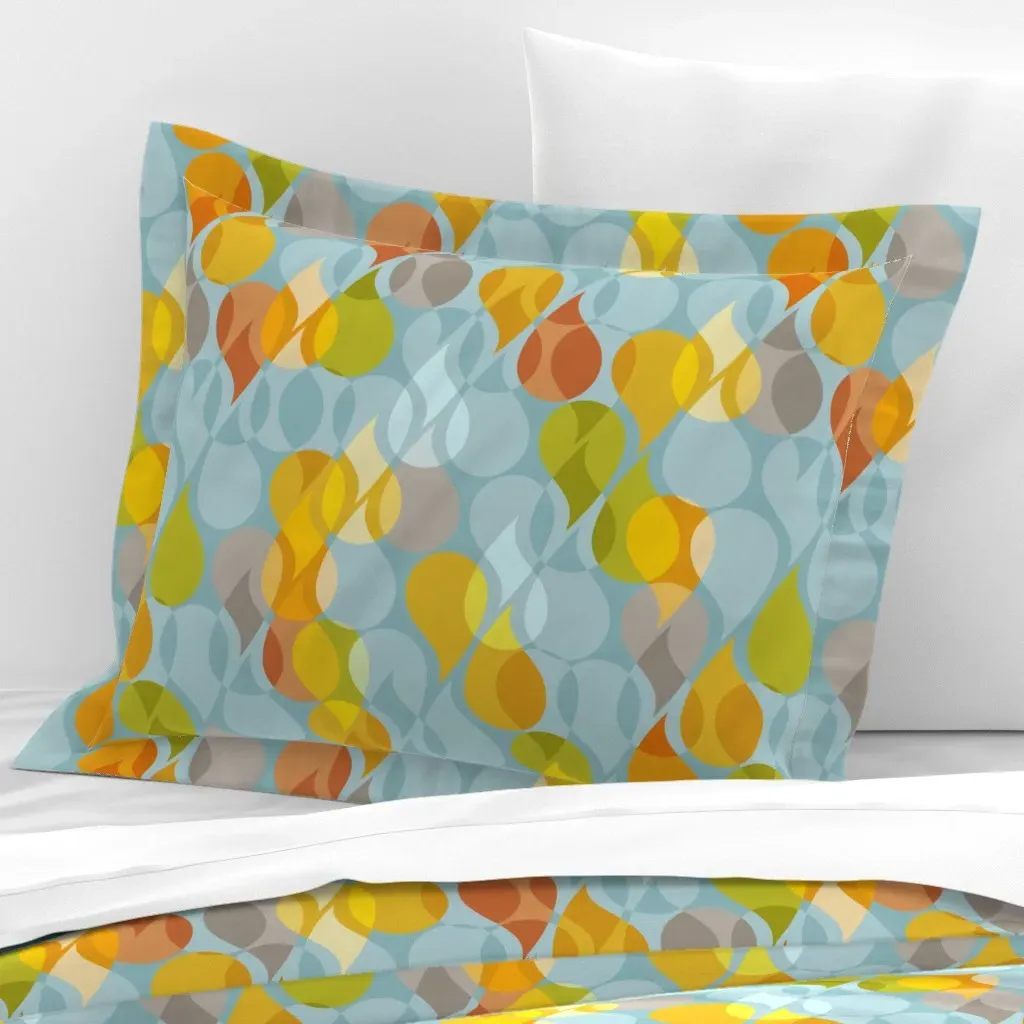 Malibu Sunrise Gold Abstract Standard Flanged Pillow Sham - Mustard Yellow, Cotton Sateen product