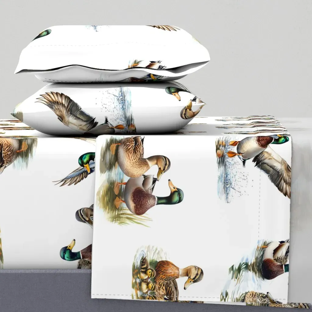 Mallard Ducks Twin Sheet Set - Brown product