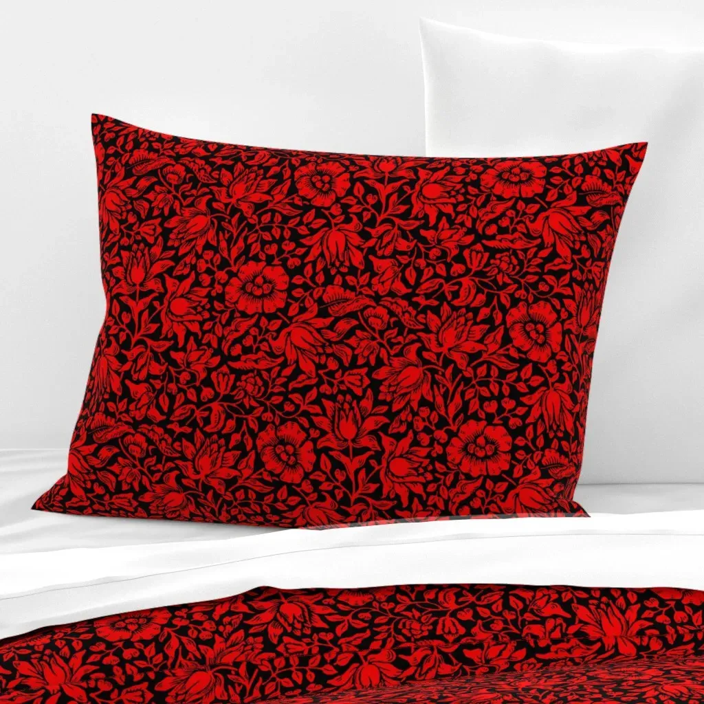 Mallow by William Morris Standard Knife Edge Pillow - Red, Cotton Sateen product