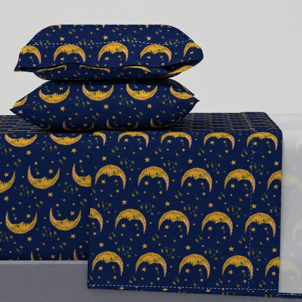 Man In The Moon King Size Sheet Set - Gold product