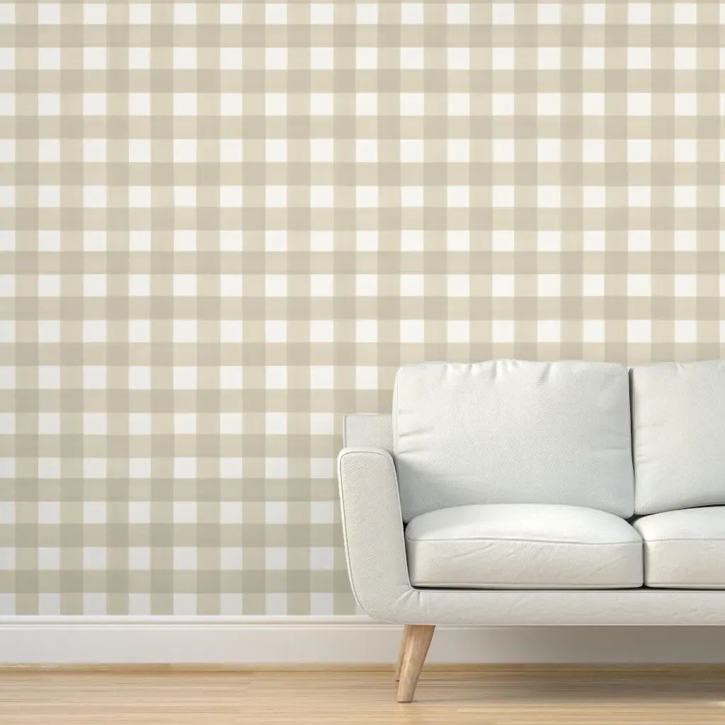 Manchester Tan on Cream Plaid Peel and Stick Wallpaper - Beige product