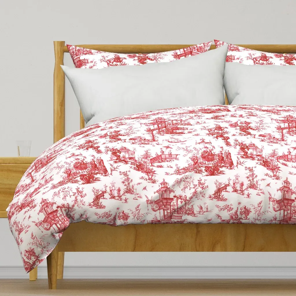 Manchurian Toile Chinoiserie Duvet Cover - Red product