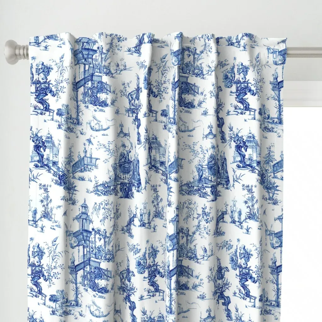 Manchurian Toile Curtain Panel - Blue alternate view