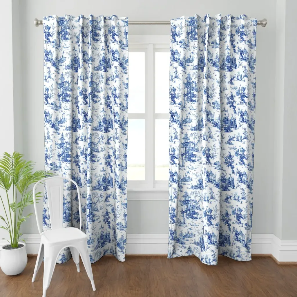 Manchurian Toile Curtain Panel - Blue product