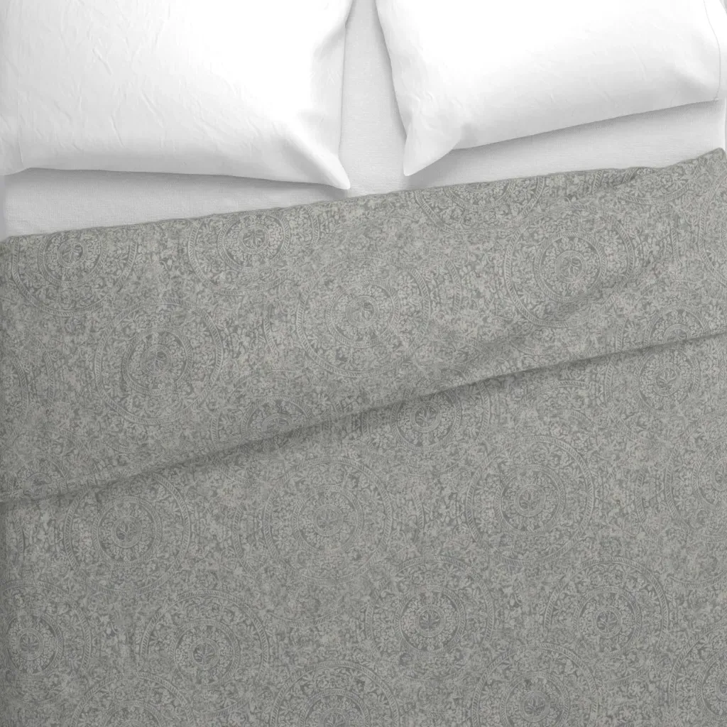 Mandala Eroded Stone Texture Duvet Cover - Grey alternate view