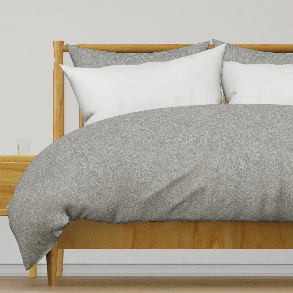 Mandala Eroded Stone Texture Duvet Cover - Grey product