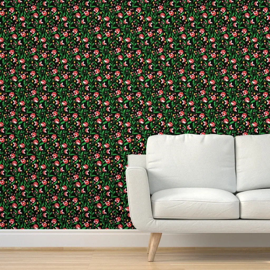 Maneater Plant Trailing Vines Peel and Stick Wallpaper - Red product