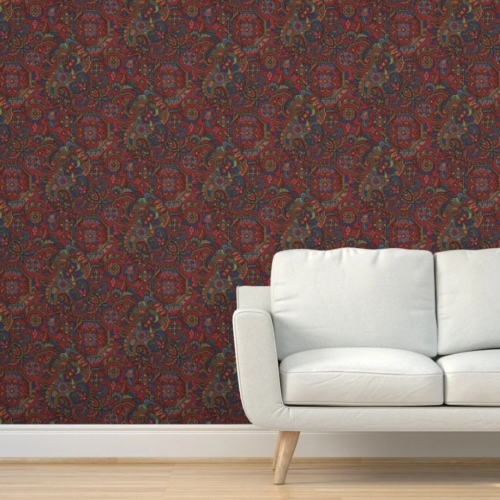 Mansour Peel and Stick Wallpaper Removable - Dark Red product