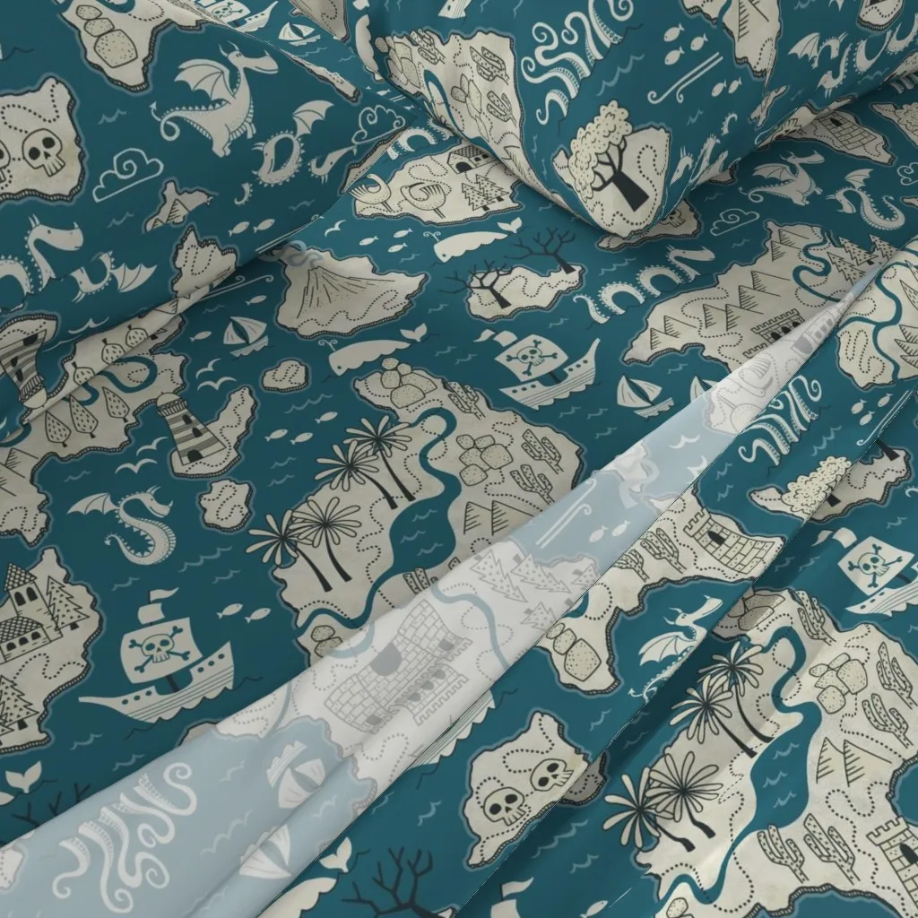 Map Cartography Great Adventures Twin Sheet Set - Teal alternate view