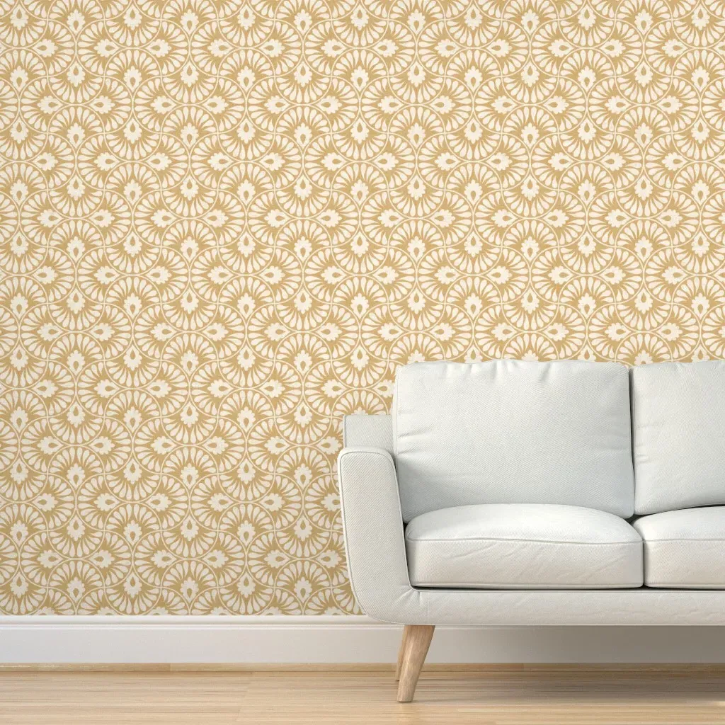 Mara Block Print Peel and Stick Wallpaper - Honey Yellow, Canvas product