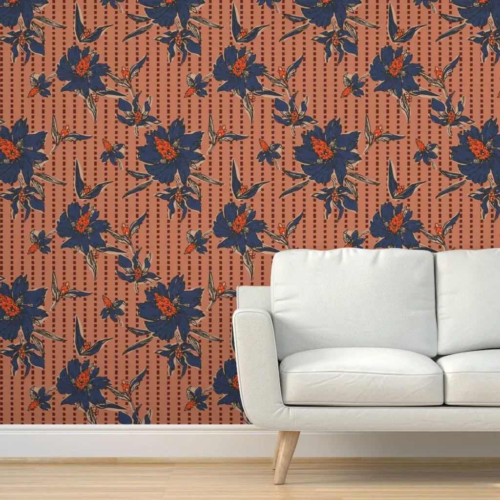 Mara Flora Kantha Peel and Stick Wallpaper - Blue product