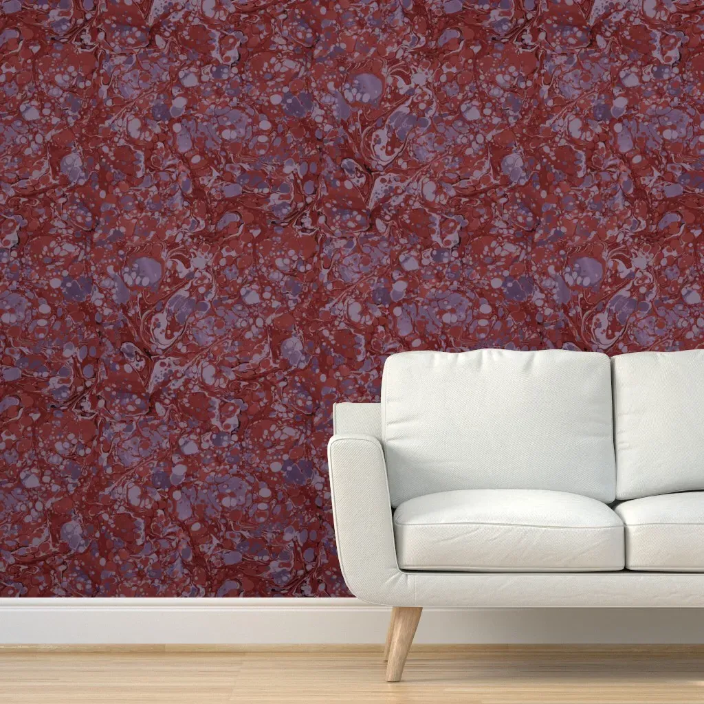 Marbled Antiqued Endpaper Peel and Stick Wallpaper - Red product