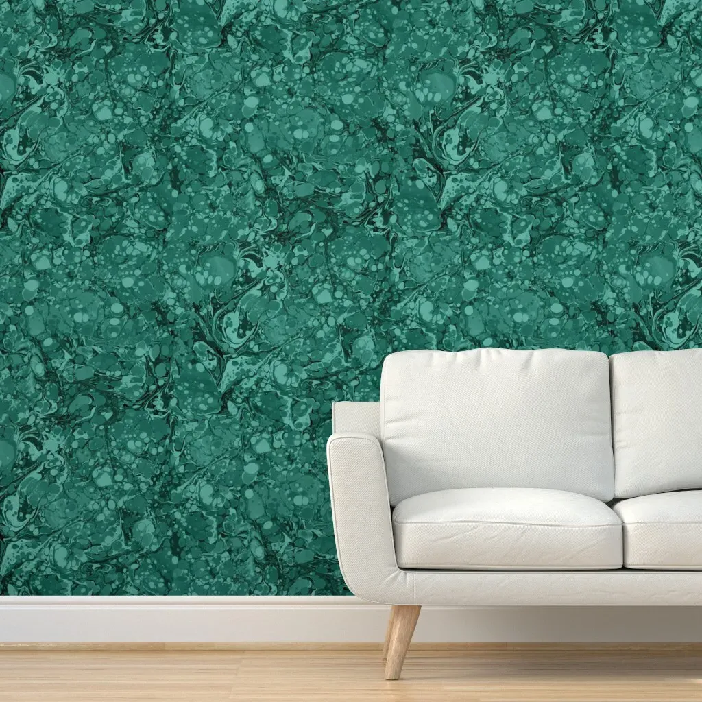 Marbled Malachite Peel and Stick Wallpaper - Teal product