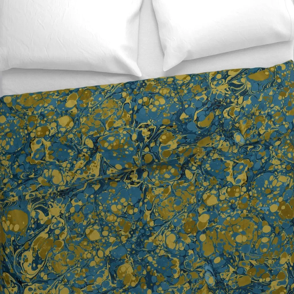 Marbled No 3 Antique Book End Duvet Cover - Teal alternate view