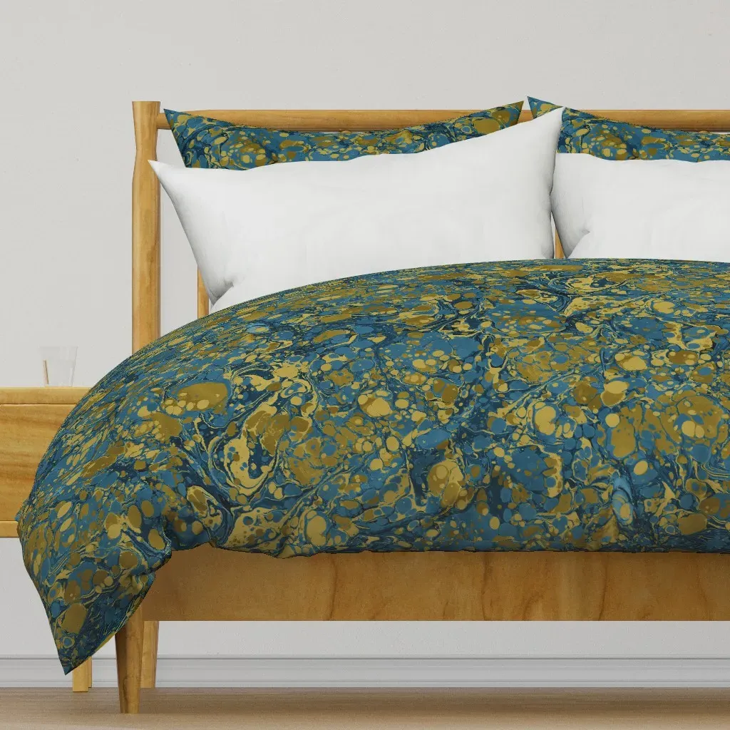 Marbled No 3 Antique Book End Duvet Cover - Teal product