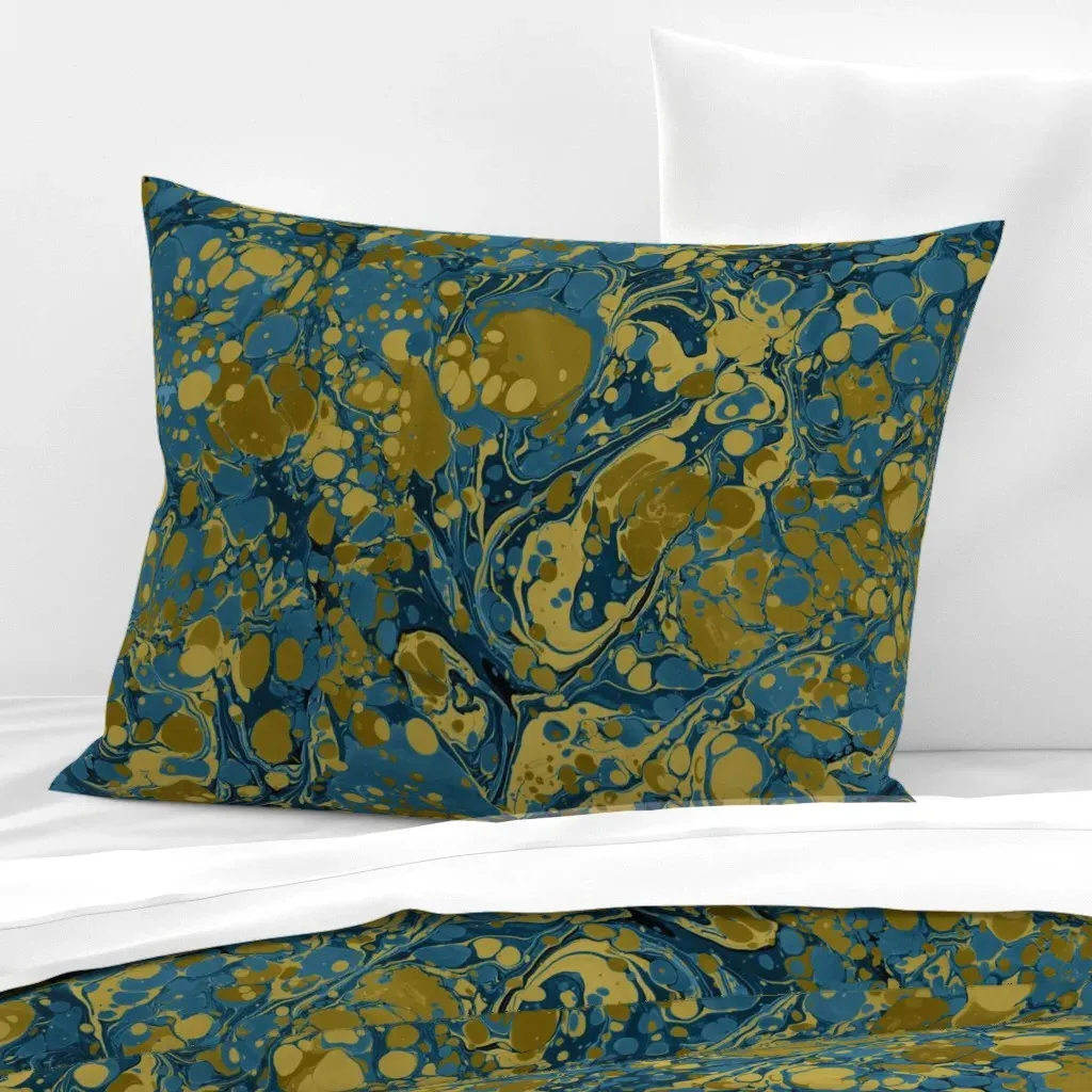 Marbled No 3 Antique Book End Standard Pillowcase - Teal, Cotton Sateen product