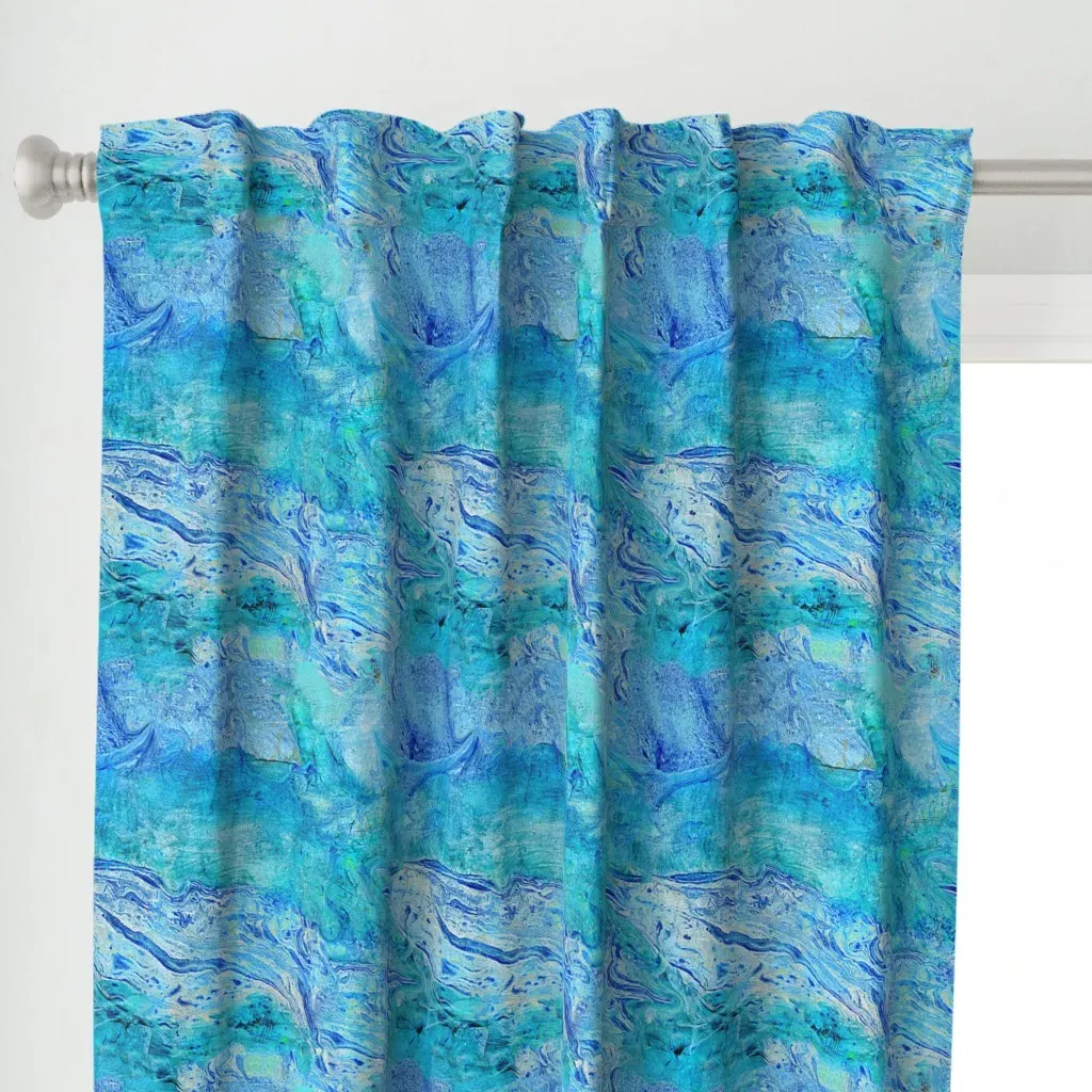 Marbled-Paint Curtain Panel - Blue alternate view