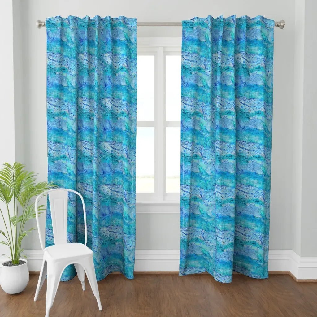 Marbled-Paint Curtain Panel - Blue product