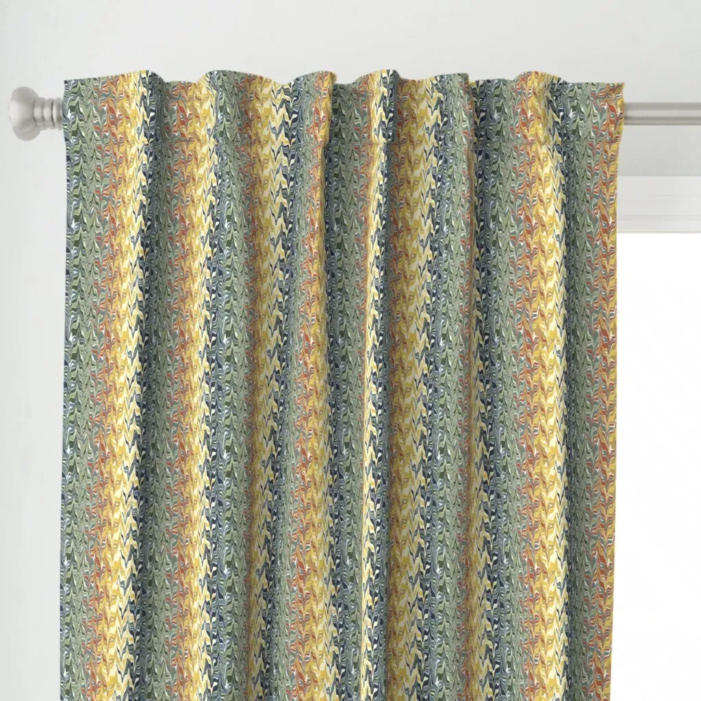 Marbleized Bayeux Palette Curtain Panel - Mustard Yellow alternate view