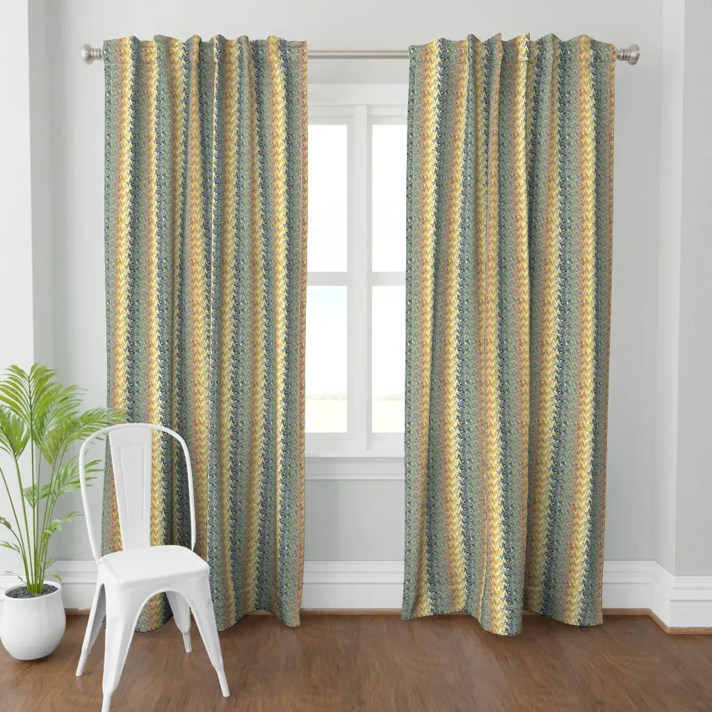Marbleized Bayeux Palette Curtain Panel - Mustard Yellow product