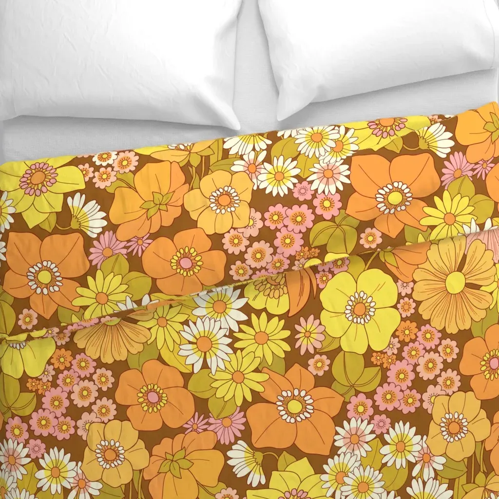 Marcia Brady Flowers Duvet Cover - Yellow alternate view