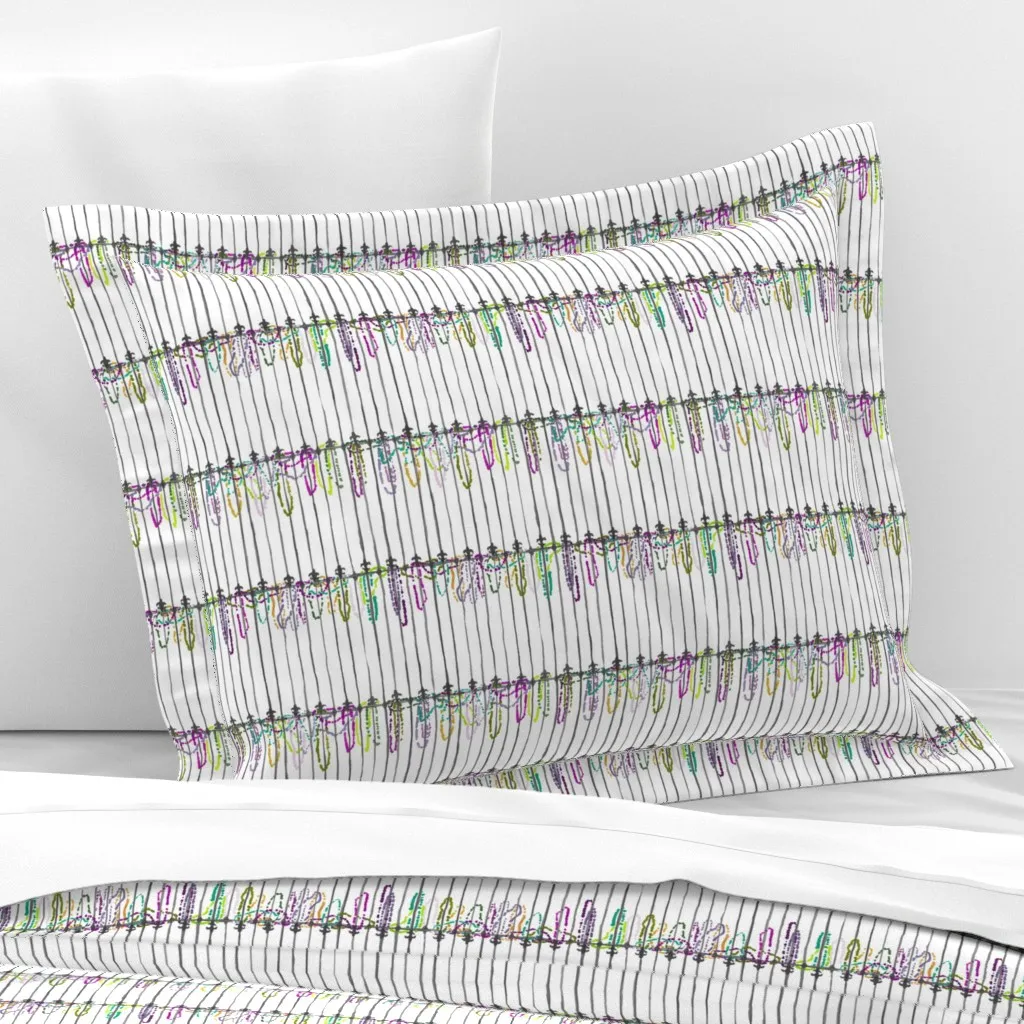 Mardi Gras Fence Beads Standard Flanged Pillow - Gray, Cotton Sateen product