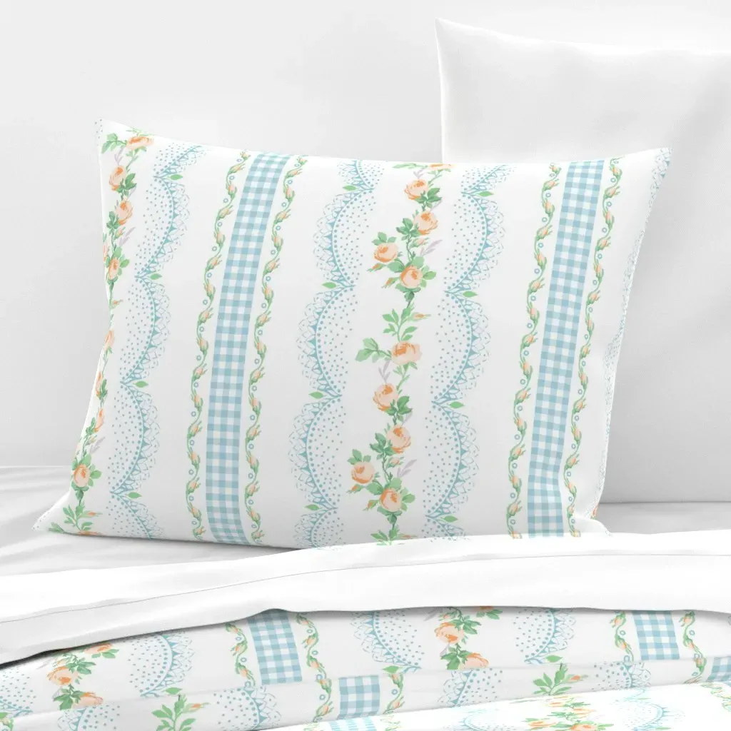 Margaret Aqua Standard Knife Edge Pillow - Peach, Cotton Sateen product