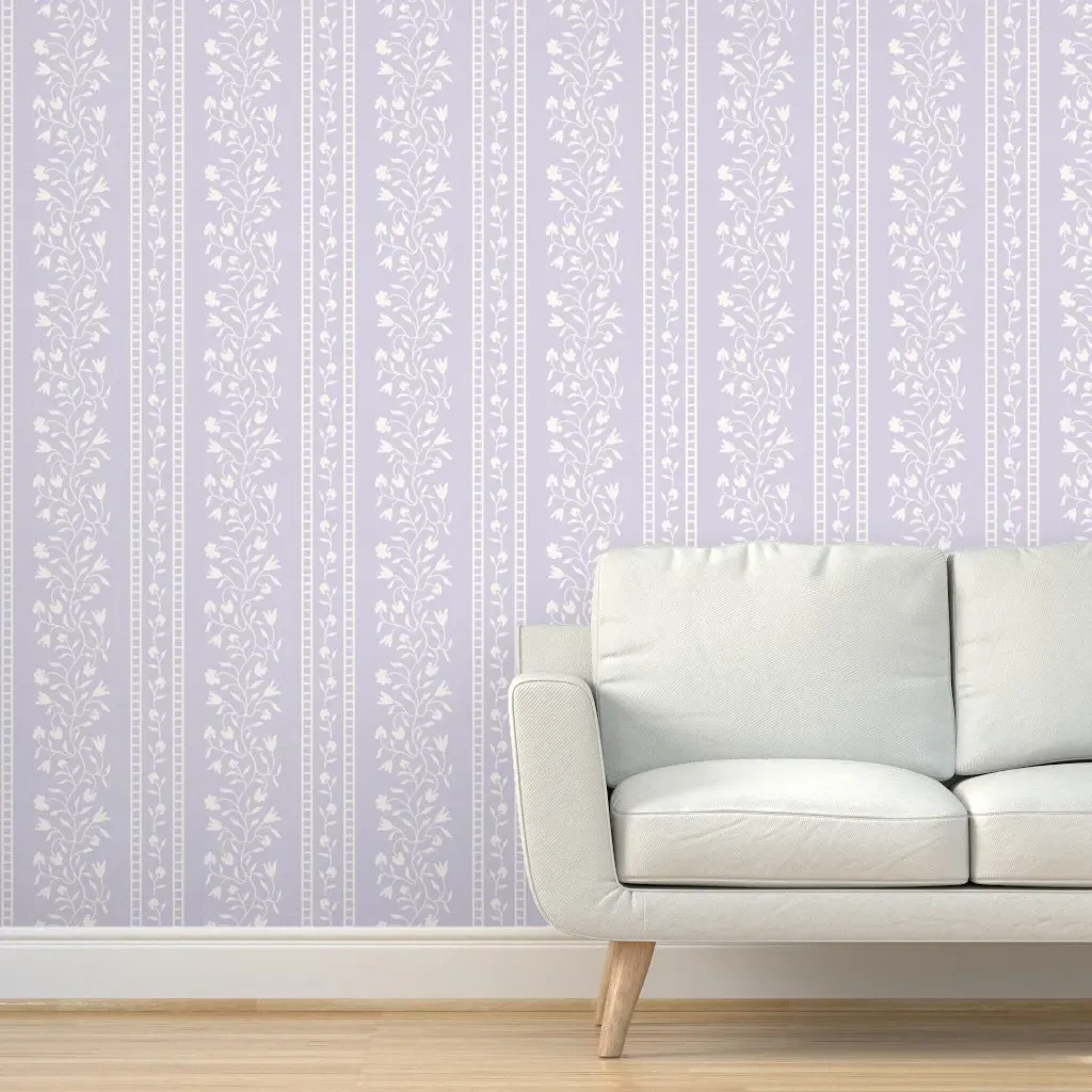 Margaret Floral Wavy Stripe Peel and Stick Wallpaper - Lilac Purple product