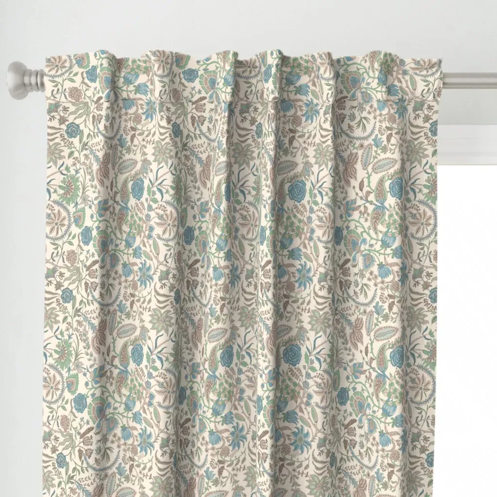 Mari Palampore Floral Curtain Panel - Blue alternate view