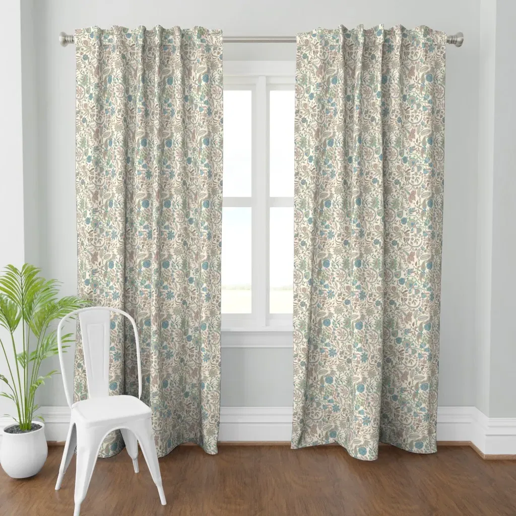 Mari Palampore Floral Curtain Panel - Blue product
