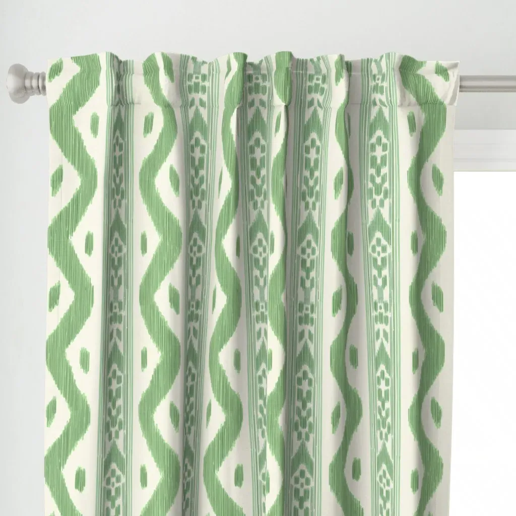 Mariah Ikat Alison Curtain Panel - Sage Green alternate view