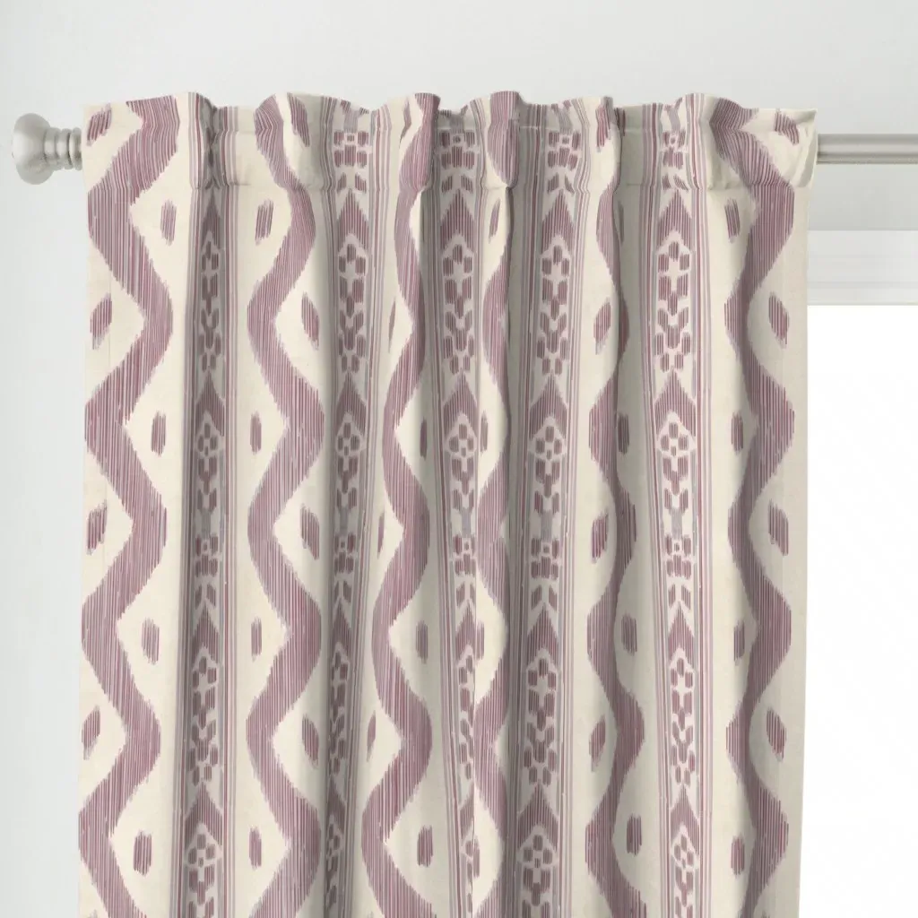 Mariah Ikat Black Cherry Curtain Panel - Dusty Rose alternate view