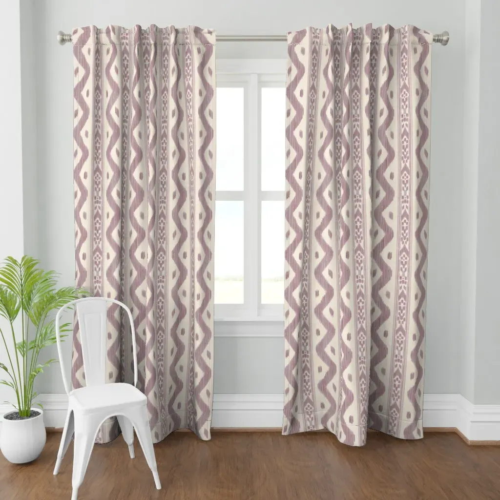 Mariah Ikat Black Cherry Curtain Panel - Dusty Rose product