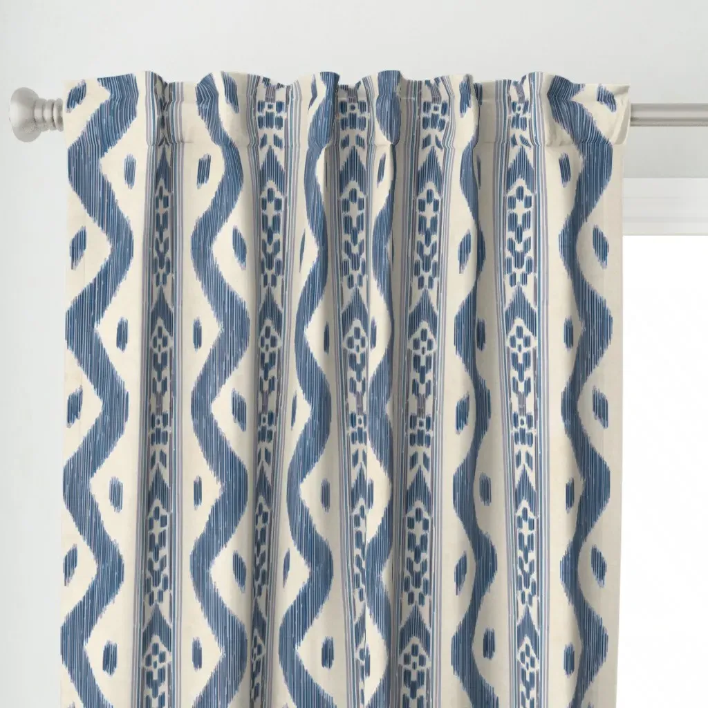 Mariah Ikat Curtain Panel - Indigo alternate view