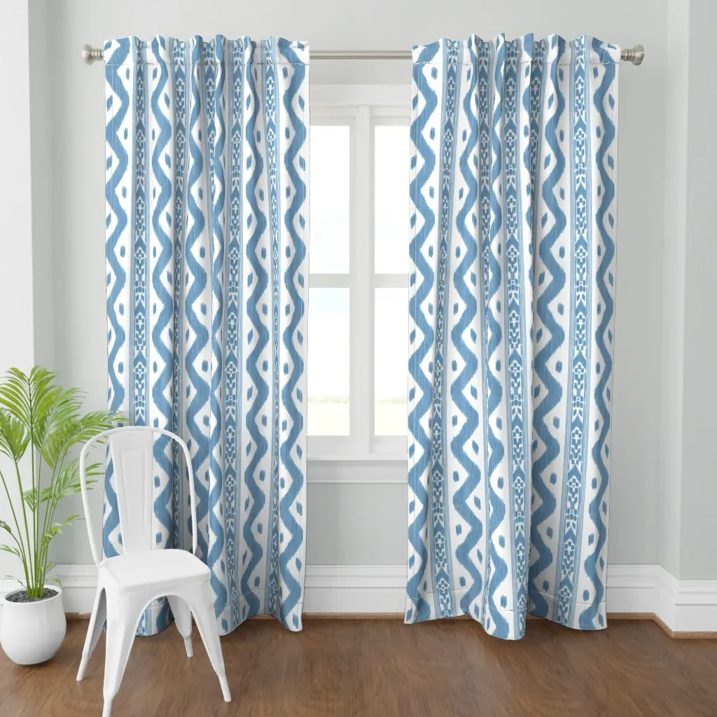 Mariah Ikat Curtain Panel - Light Blue product