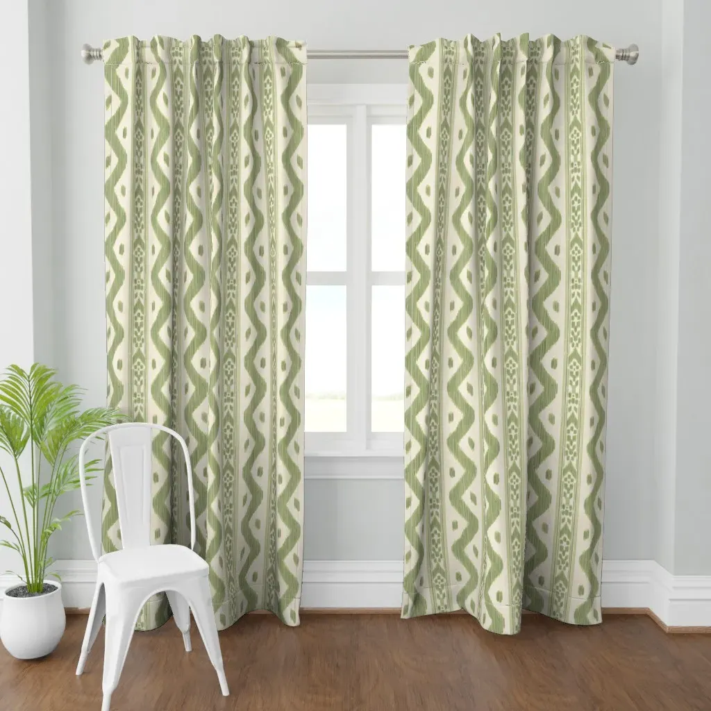 Mariah Ikat Curtain Panel - Sage Green product