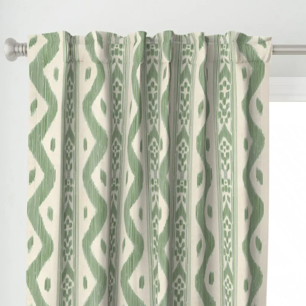 Mariah Ikat Dark Hopper Curtain Panel - Sage Green alternate view