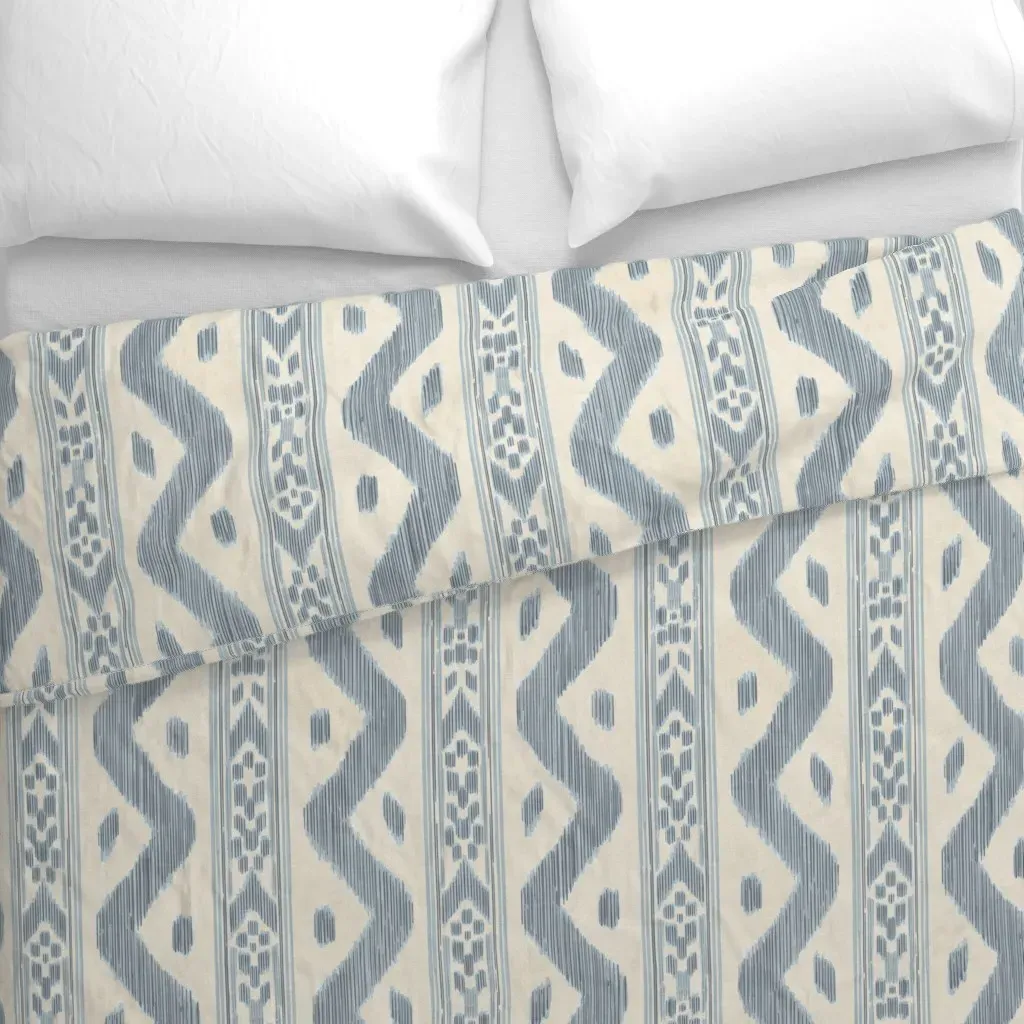 Mariah Ikat Duvet Cover - Light Blue alternate view