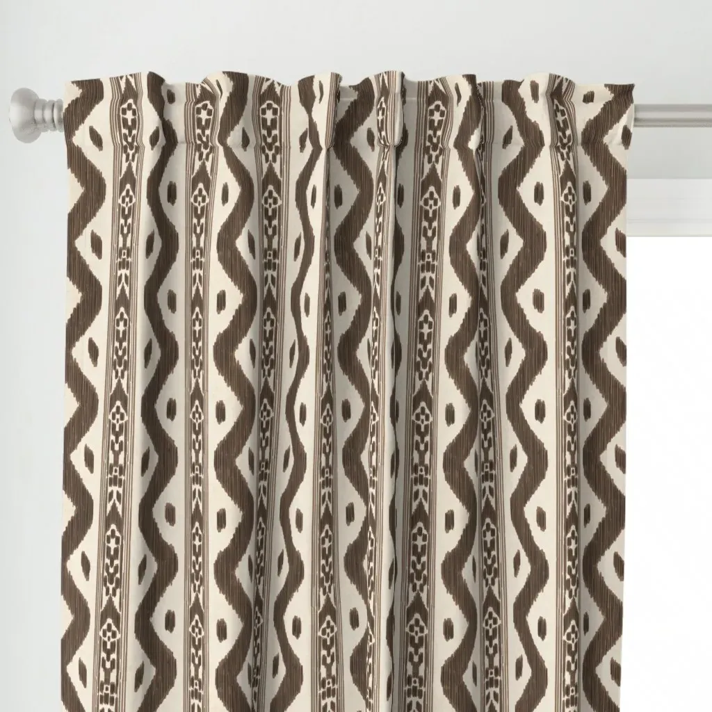 Mariah Ikat Kelly Curtain Panel - Brown alternate view