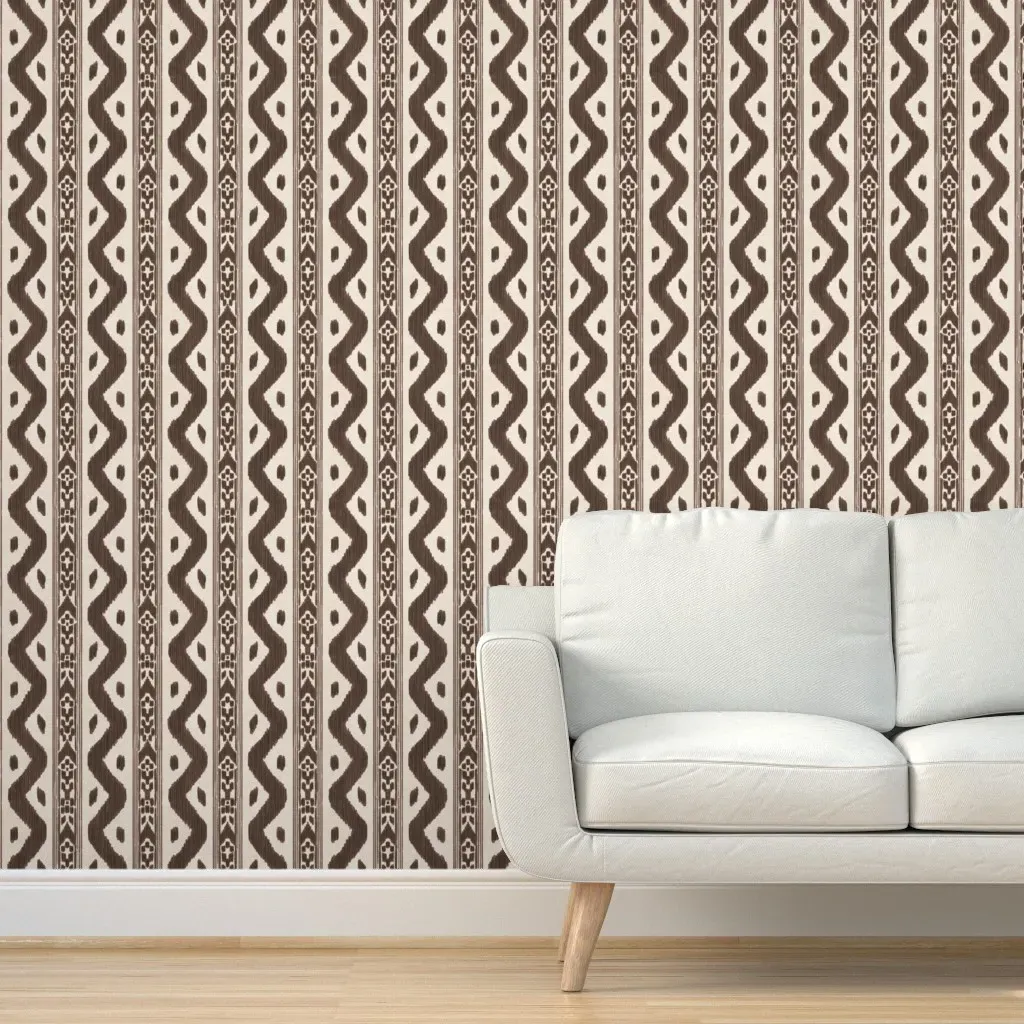 Mariah Ikat Kelly Peel and Stick Wallpaper Removable - Dark Brown product
