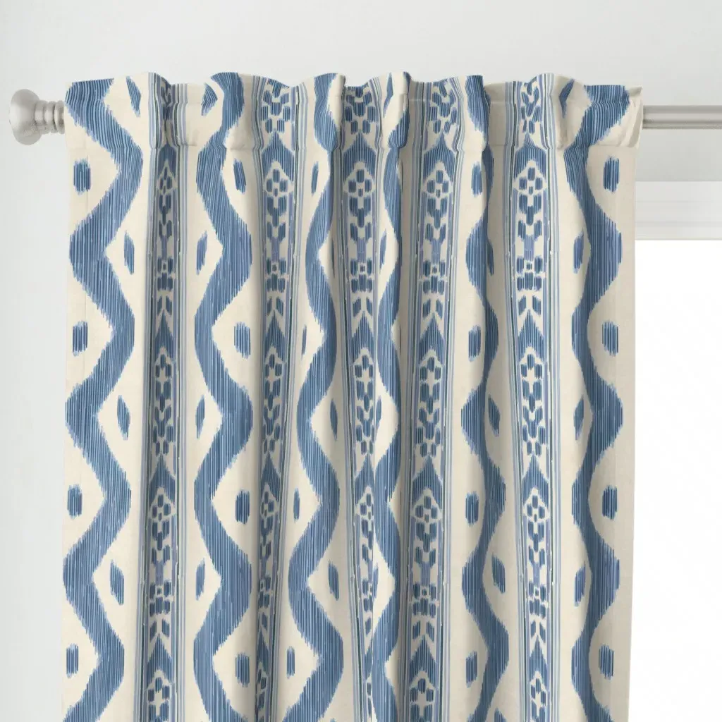 Mariah Ikat Large Curtain Panel - Indigo Blue alternate view