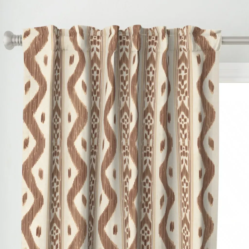 Mariah Ikat Mocha Mousse Curtain Panel - Brown alternate view