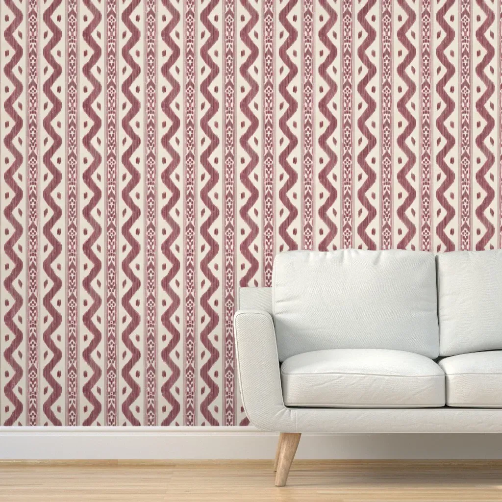 Mariah Ikat Peel and Stick Wallpaper - Dusty Rose product